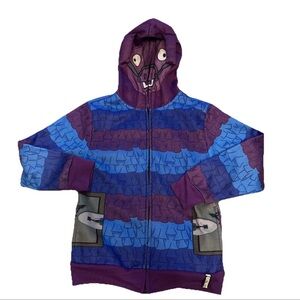 Fortnite Loot Llama Zip Up Hoodie Jacket Boys Medium Blue Purple Stripe Face